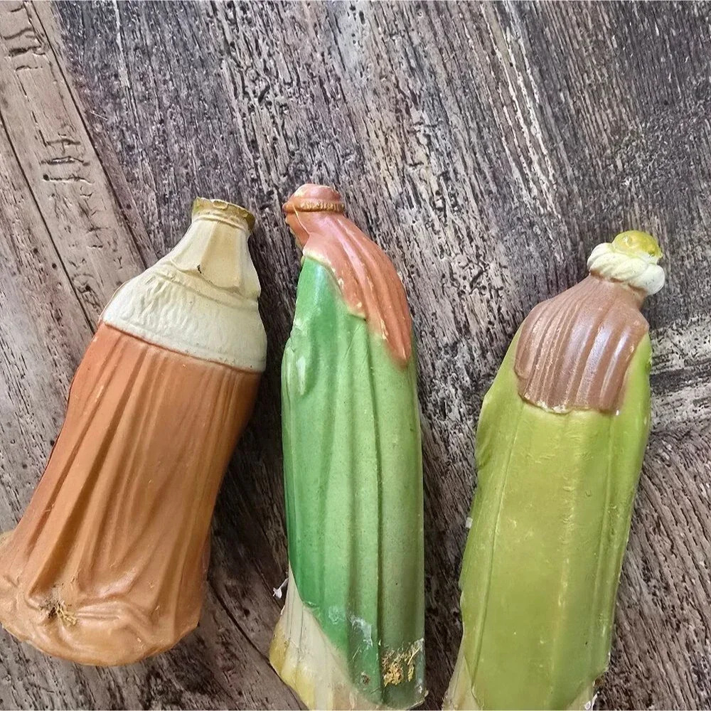 Vintage Art Plastics Hong Kong Nativity Figures Kings Wise Men 3 pcs